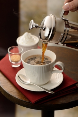 カフェプレスのコーヒーをホットでも楽しめます
